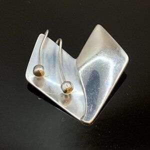 TAXCO Modernist Heart Brooch by Melicio Rodriguez Vtg 925 Sterling Silver Rare